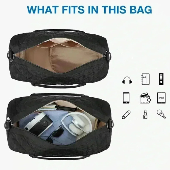 New Bagsmart Travel Duffle Weekend Gym Large Overnight Bag Quilted Black - Picture 2 of 14